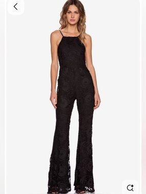 Stone Cold Fox Black Lace Flared Jumpsuit